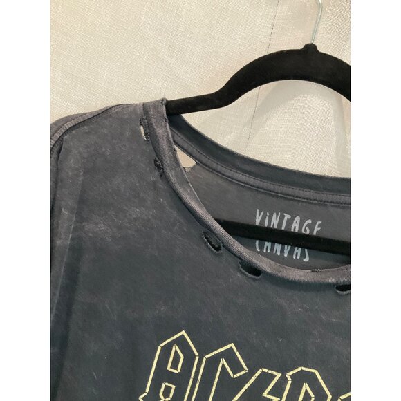 AC/DC Vintage Canvas Distressed T-Shirt Charcoal Gray S - Picture 3 of 5